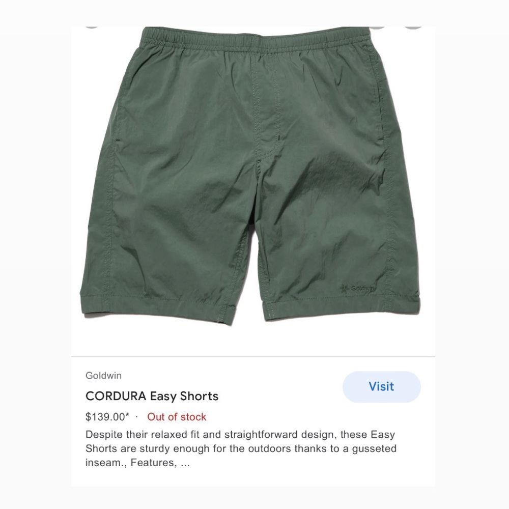GOLDWIN CORDURA® Easy Shorts Men’s Small, Imported
